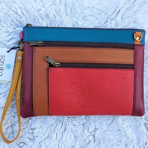 Soruka Recycled Leather Clutch Crossbody Bag Purse NWT